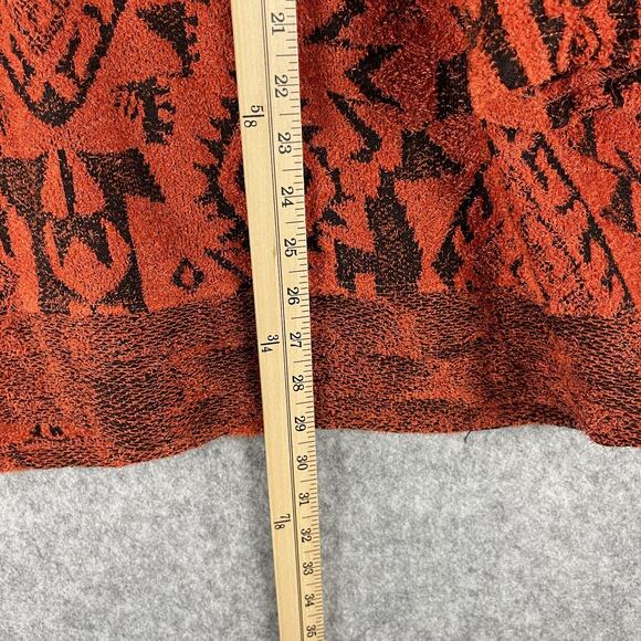 Ali Miles Sweater Womens 2X Orange Black Cowl Neck Textured Aztec Tribal Artsy - Picture 8 of 13